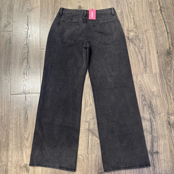 Edikted Charcoal Wide Leg Jeans size medium women nwt black washed - Picture 9 of 12